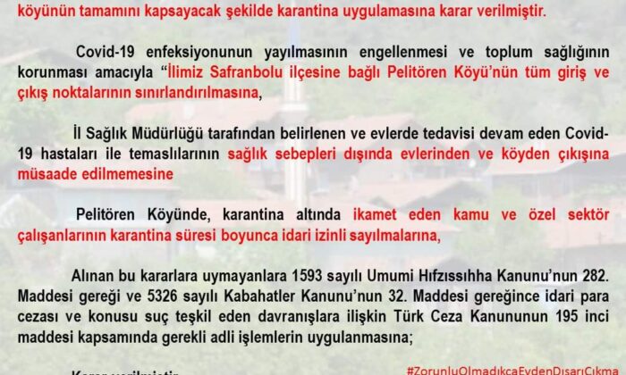 Karantinaya alınan köy sayısı 4’e yükseldi