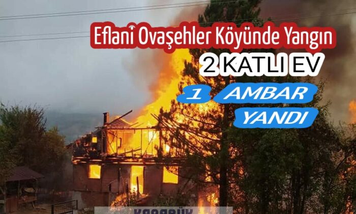Karabük’te köy yangınında 2 katlı ev ve ambar alevlere teslim oldu