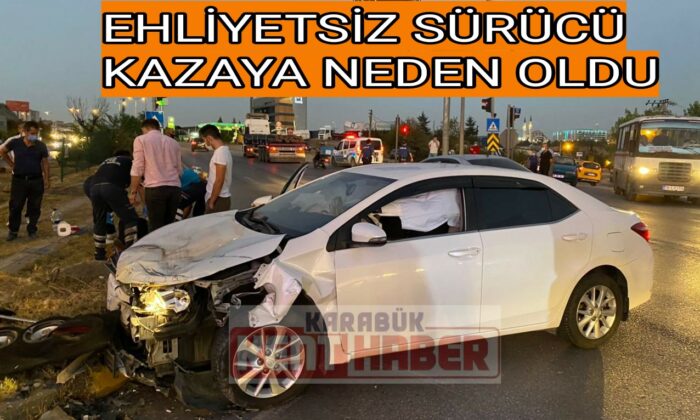 Ehliyetsiz Sürücü Kırmızı Işıkta Geçerek Kazaya Neden Oldu,Olay Yerinden Kaçtı