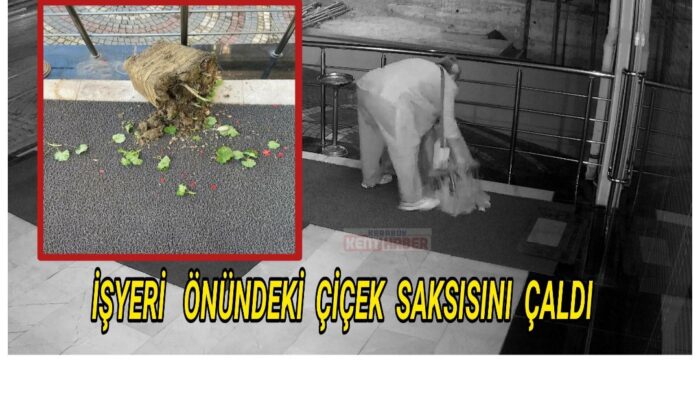 İşyerinin önündeki çiçek saksını boşaltıp alıp gitti