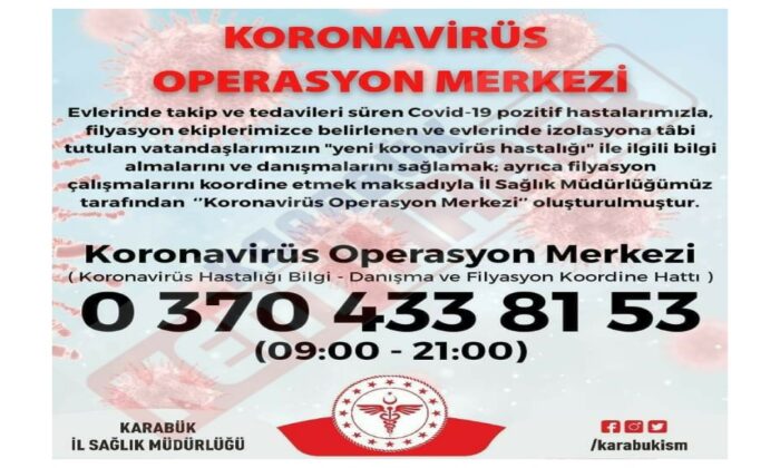 Karabük’te ‘Korona Virüs Operasyon Merkezi’ kuruldu