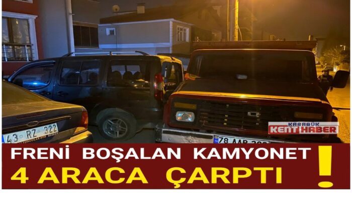 Freni boşalan kamyonet 4 araca çarptı