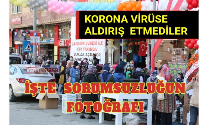 Karabük’te mağaza açılışında korona tehlikesini yok saydılar