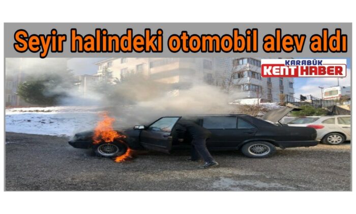 Seyir halindeki otomobil alev aldı