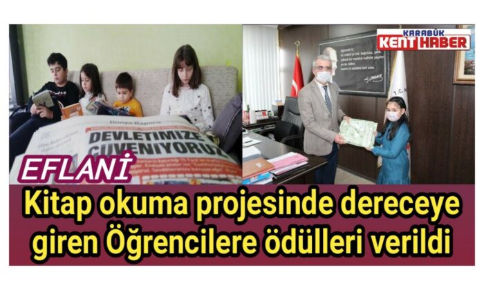 Kitap okuma projesinde dereceye giren Öğrencilere ödülleri verildi