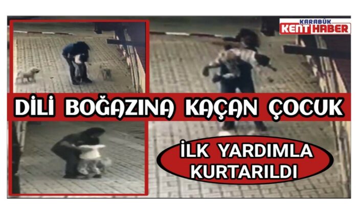 Dili boğazına kaçan çocuk ilk yardımla kurtarıldı