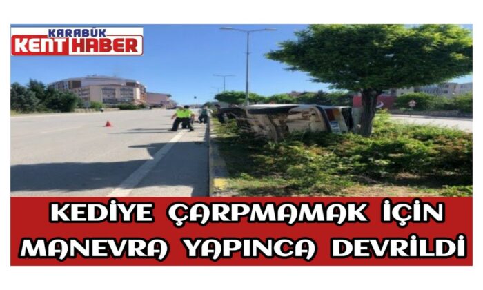 Kediye çarpmamak için manevra yapınca devrildi