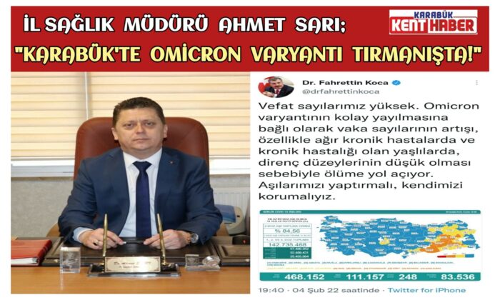 İl Sağlık Müdürü Ahmet Sarı Karabük’te Omicron Varyantı Tırmanışta!