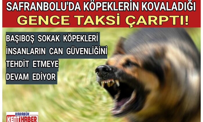 SAFRANBOLU’DA KÖPEKLERİN KOVALADIĞI GENCE TAKSİ ÇARPTI!