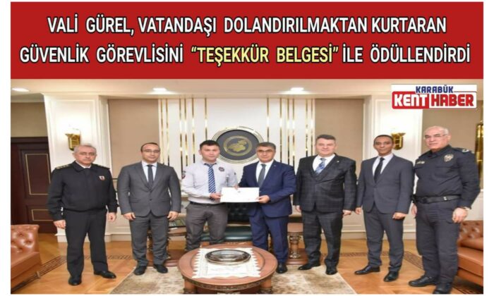 Vali Gürel’den Teşekkür Belgesi!