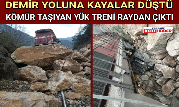 KÖMÜR TAŞIYAN YÜK TRENİ RAYDAN ÇIKTI
