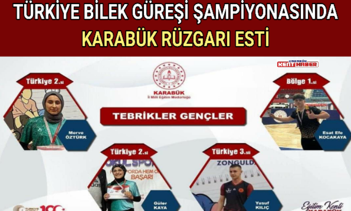 TÜRKİYE BİLEK GÜREŞİ ŞAMPİYONASINDA KARABÜK RÜZGARI ESTİ